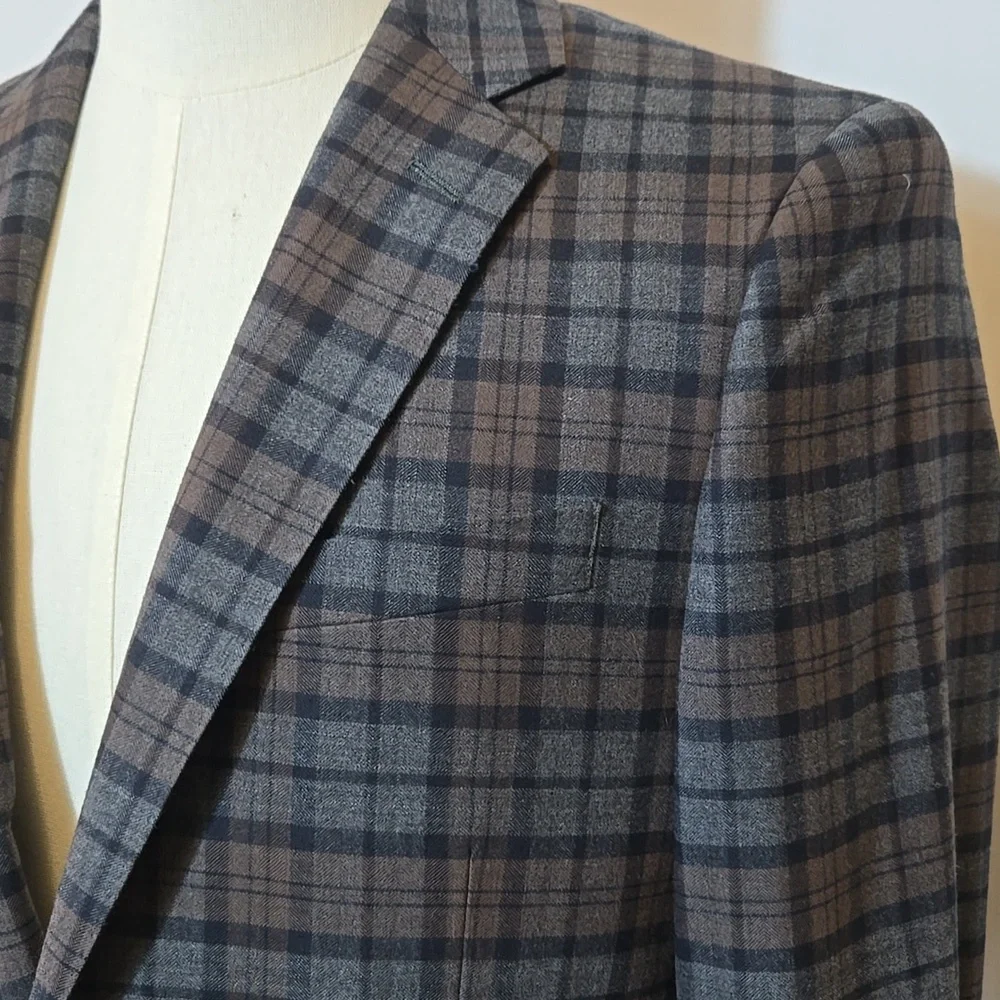 J. Crew Mens Ludlow Windowpane Slim Fit Wool Blazer‎ Jacket Size 38R Plaid